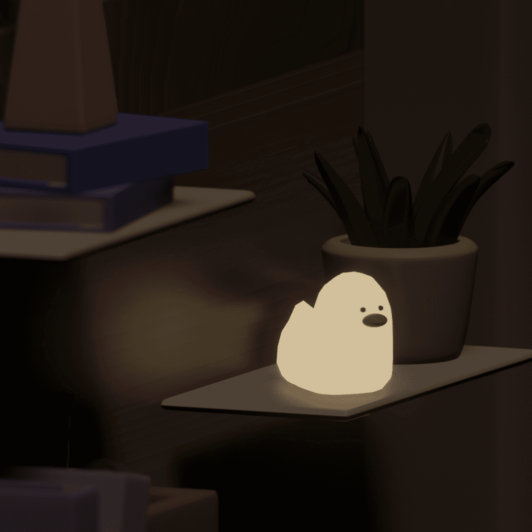 3D rendered lamp shaped like a small creature