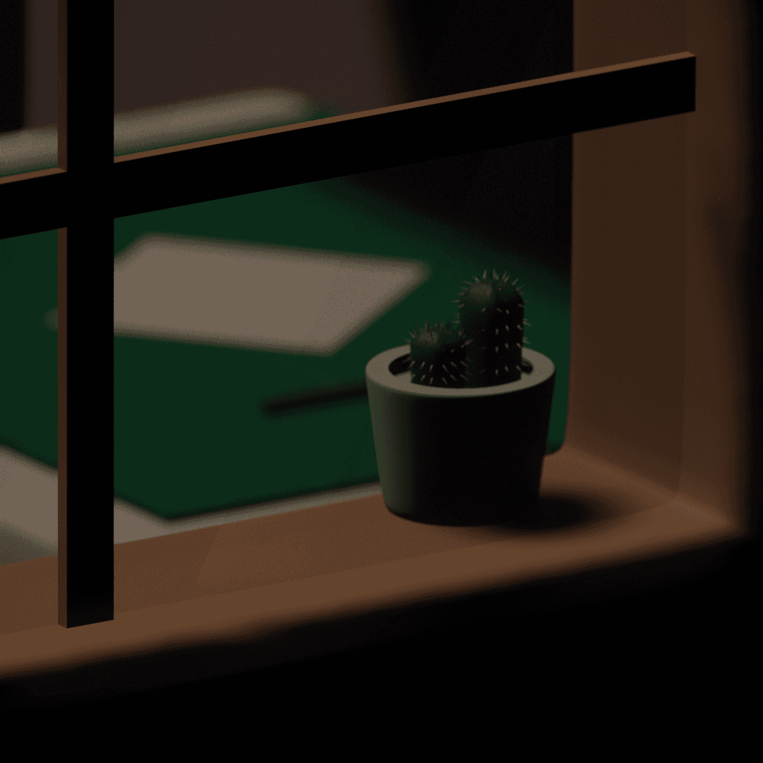 3D rendered plant on a windowsill