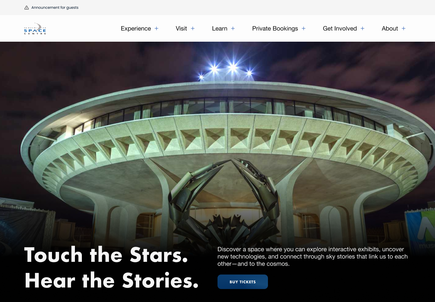 H.R. MacMillan Space Centre redesigned homepage