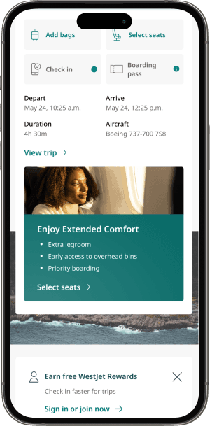 Extended Comfort banner in the mobile app