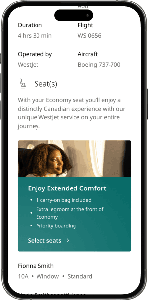 Extended Comfort banner in Manage Trips
